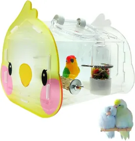 Hamiledyi Small Bird Carrier Travel Cage Transparent Parakeet Carrier Backpack with Standing Perch Portable Outdoor Cage for Lovebird Parrot Swallow Goldfinches