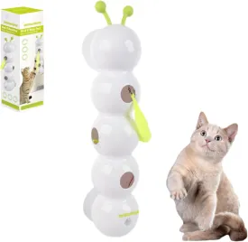 Happy Luna Cat Toy, Worm-Shaped Interactive Teaser with Suction Cup, Wall & Window Mounted Cat Toy for Indoor Cats, ABS Plastic (White)
