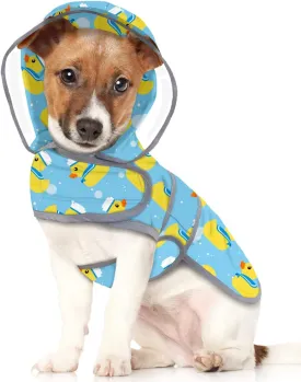 HDE Dog Raincoat with Clear Hood Rain Jacket Poncho for Small Medium Large Dogs Sailor Ducks Blue - S