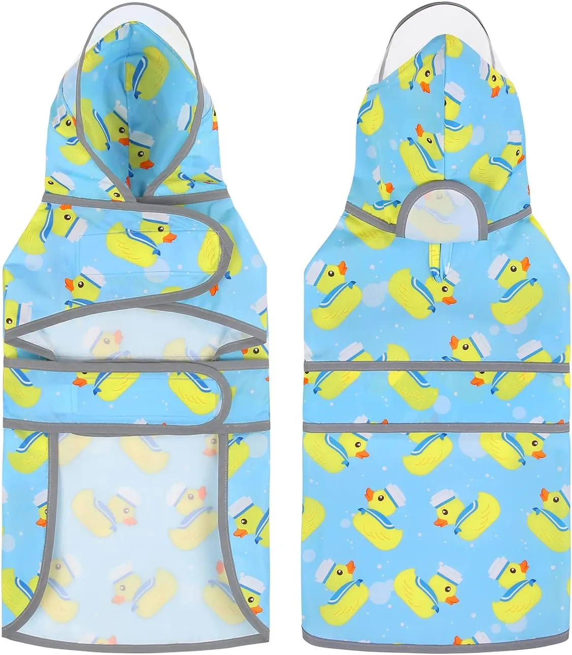 HDE Dog Raincoat with Clear Hood Rain Jacket Poncho for Small Medium Large Dogs Sailor Ducks Blue - S