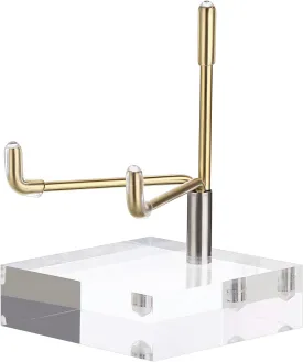Hipiwe Adjustable Metal Arms Display Stand Easel with Acrylic Base Small Display Easel Holder for Fossil Coral Geodes Rock Mineral Agate Crystals Seashell and Small Collectibles, 2x2x3 inch