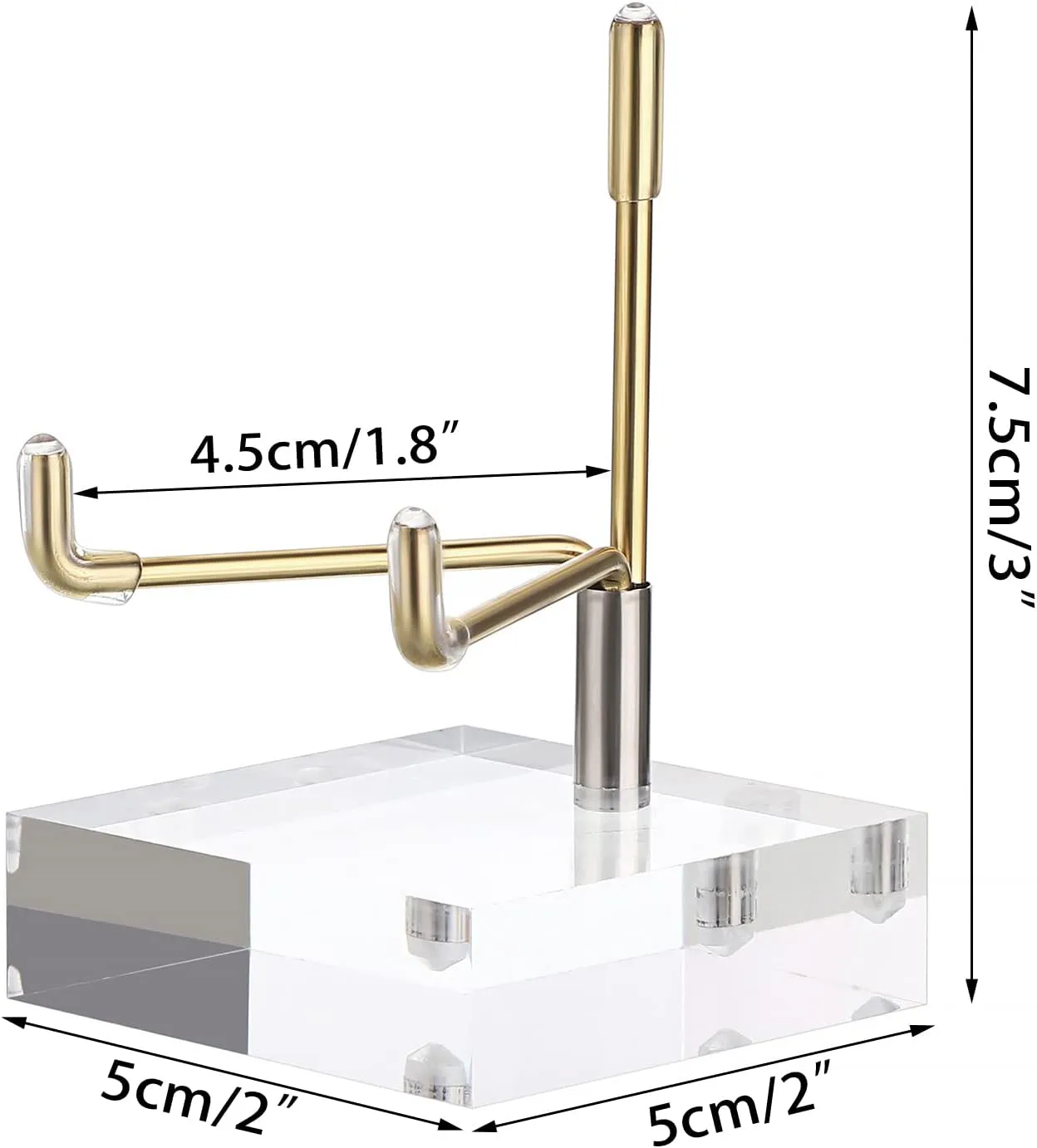 Hipiwe Adjustable Metal Arms Display Stand Easel with Acrylic Base Small Display Easel Holder for Fossil Coral Geodes Rock Mineral Agate Crystals Seashell and Small Collectibles, 2x2x3 inch