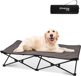 KingCamp Elevated Dog Bed for XL Dogs, Raised Outdoor Indoor Portable Cooling Cot Lifted Pet Hammock off Ground with Washable Breathable Mesh & Frame with Non Slip Foot for Camping Backyard, Black