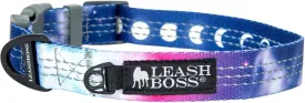 Leash Boss Patterned Reflective Dog Collar, Pattern Collection, Colorful Dog Collar with Triple Reflection Threads for Small, Medium and Large Dogs (Small 11.5"-16" Neck x 3/4" Wide, Space Pattern)