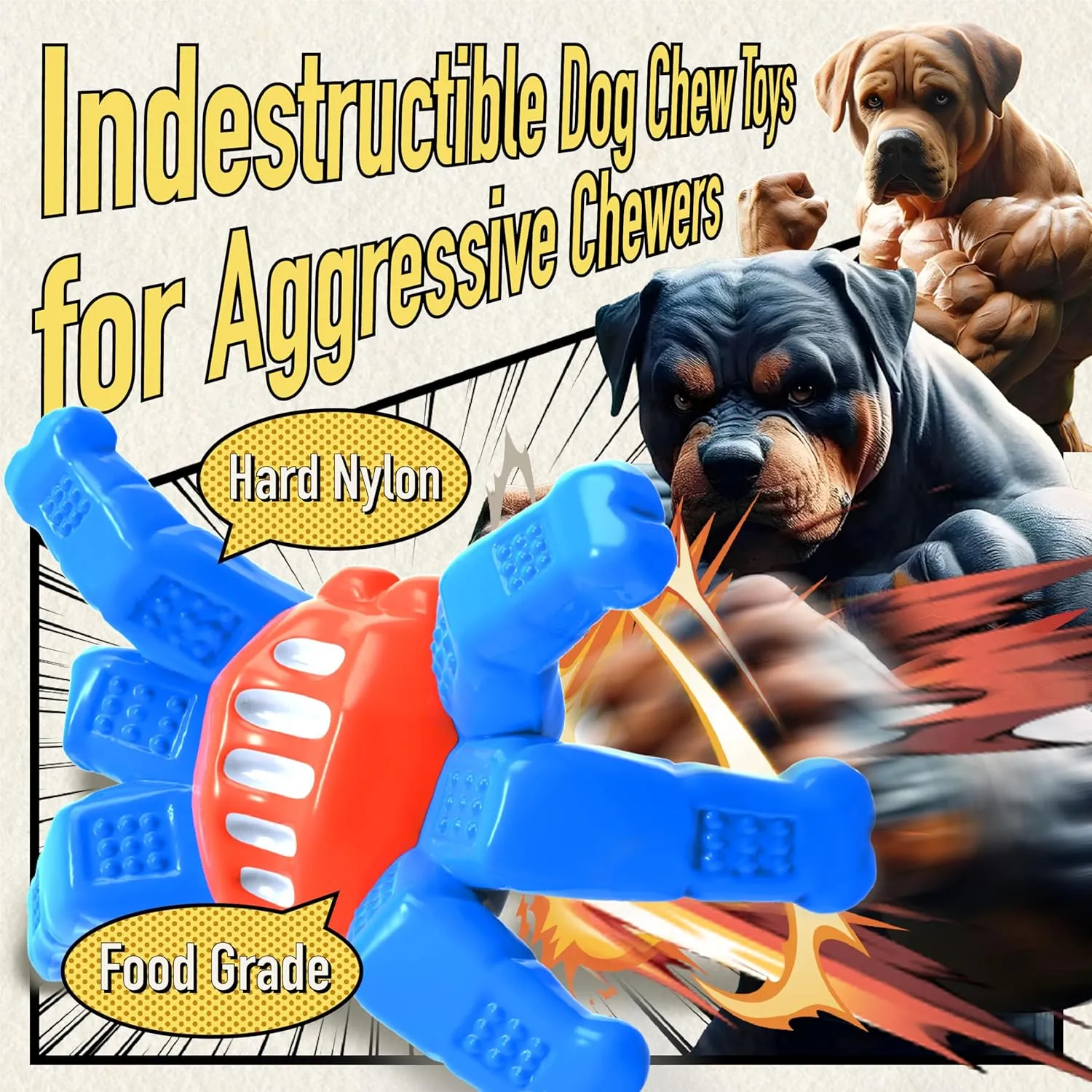 LEGEND SANDY Indestructible Dog Toys for Aggressive Chewers, Tough Nylon Dog Chew Toys for Large Dogs, Durable Dog Bone Toy for Medium/Large Dog Breeds, Heavy Duty Chew Toys to Keep Them Busy