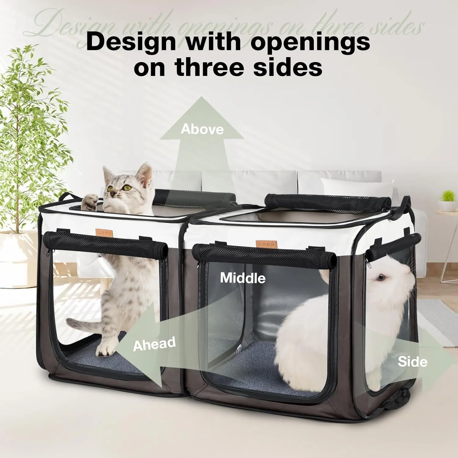Lekebobor Soft Dog Crate - 2-in-1 Portable Travel Dog Crate for Small-Sized Dogs Indoor & Outdoor, 7-Door Foldable Pet Kennel with Durable Mesh Windows (Small, Brown)