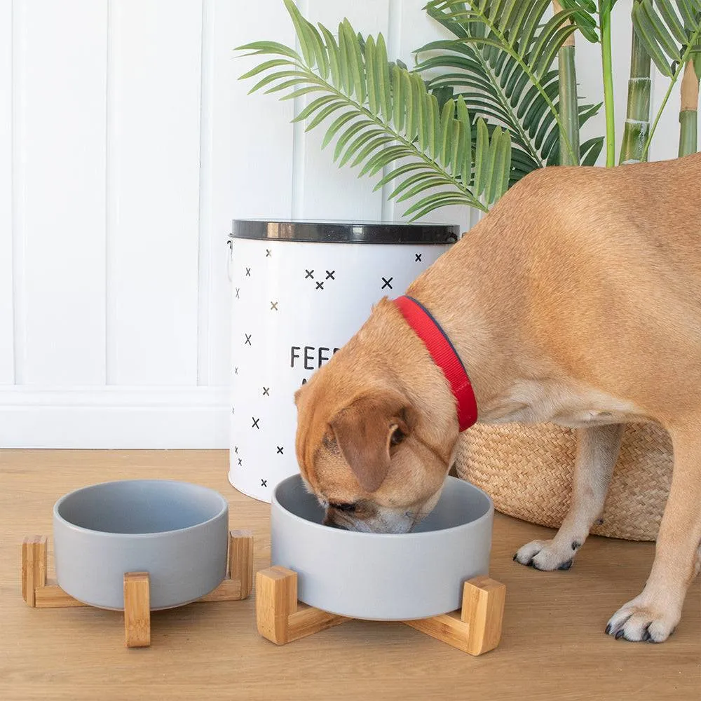 Louie Living | Ceramic Pet Bowl with Stand - Large