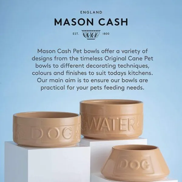 Mason Cash Cane Lettered Stoneware Water Bowl, 15 cm