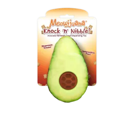 Meowijuana Knock 'n' Nibble Avocado Refillable Treat Dispensing Cat Toy