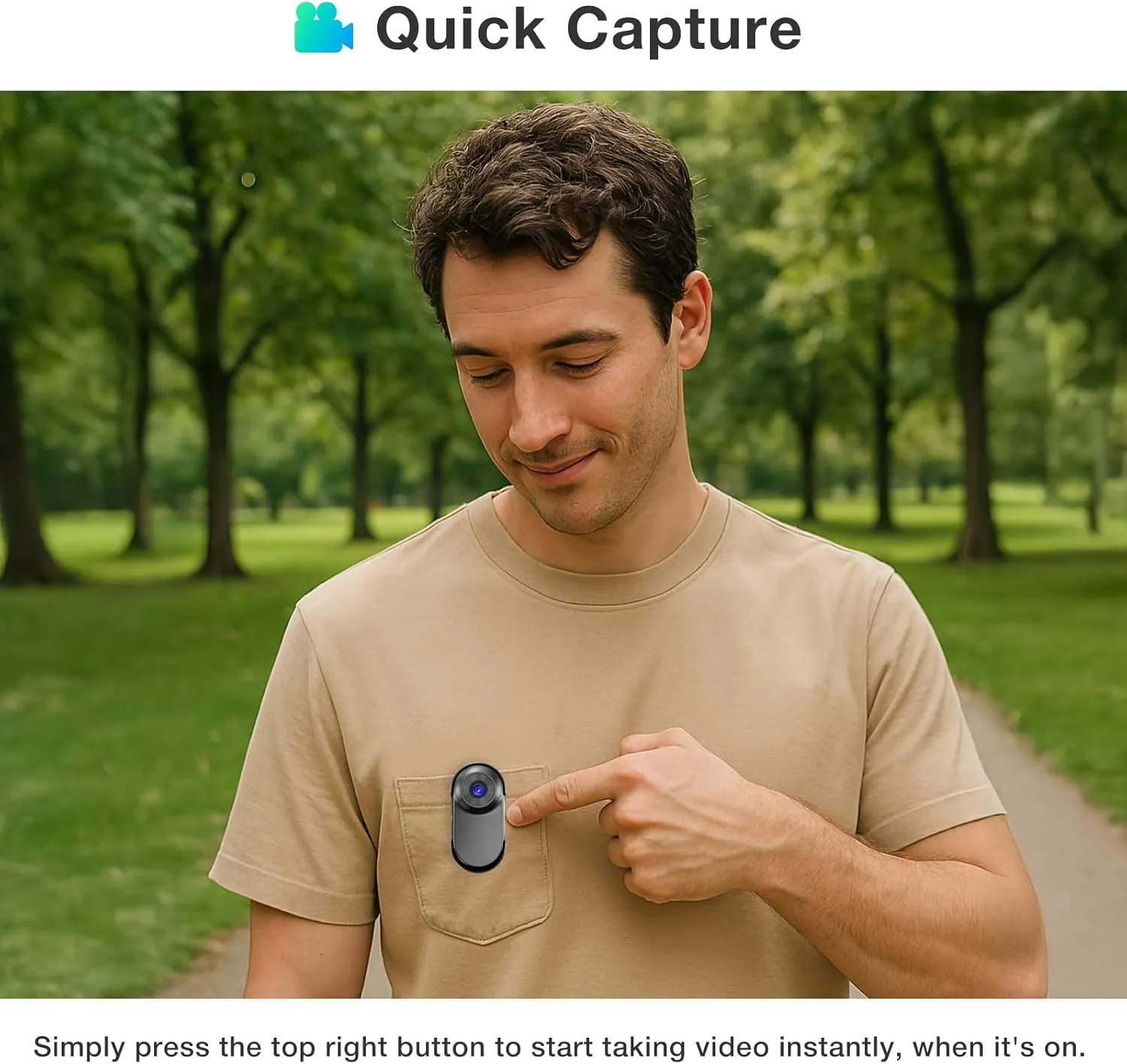 Mini Body Camera,1080P 64G Wearable Action Body Cam,Thumb Size Hands Free One-Click Filming Body Worn Camera with 360Rotatable Clip for Work, Travel, Pet Walking
