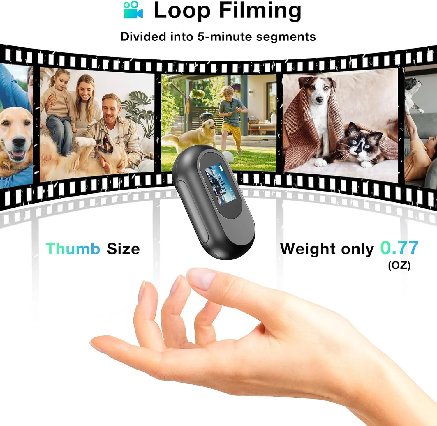 Mini Body Camera,1080P 64G Wearable Action Body Cam,Thumb Size Hands Free One-Click Filming Body Worn Camera with 360Rotatable Clip for Work, Travel, Pet Walking