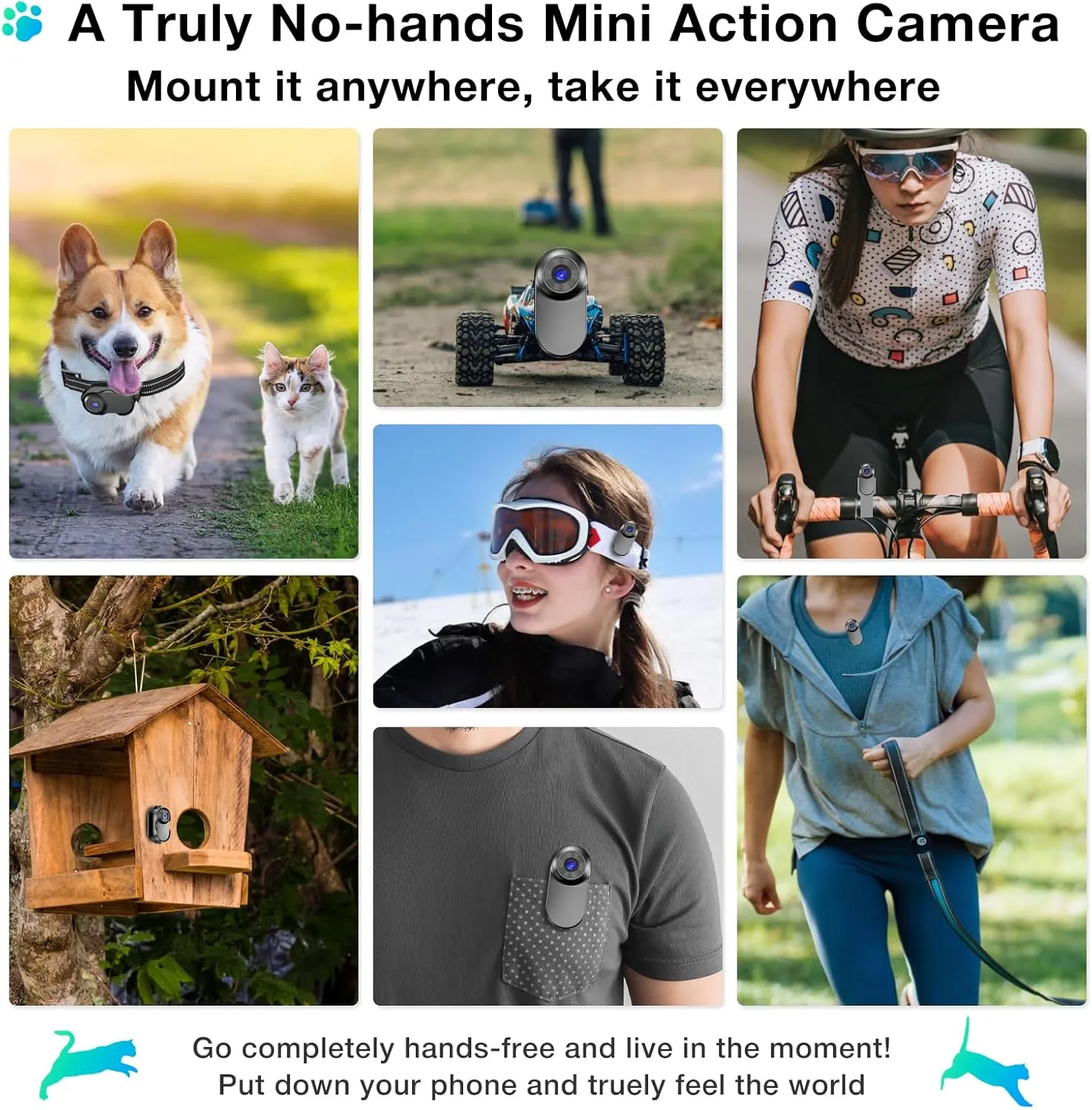 Mini Body Camera,1080P 64G Wearable Action Body Cam,Thumb Size Hands Free One-Click Filming Body Worn Camera with 360Rotatable Clip for Work, Travel, Pet Walking