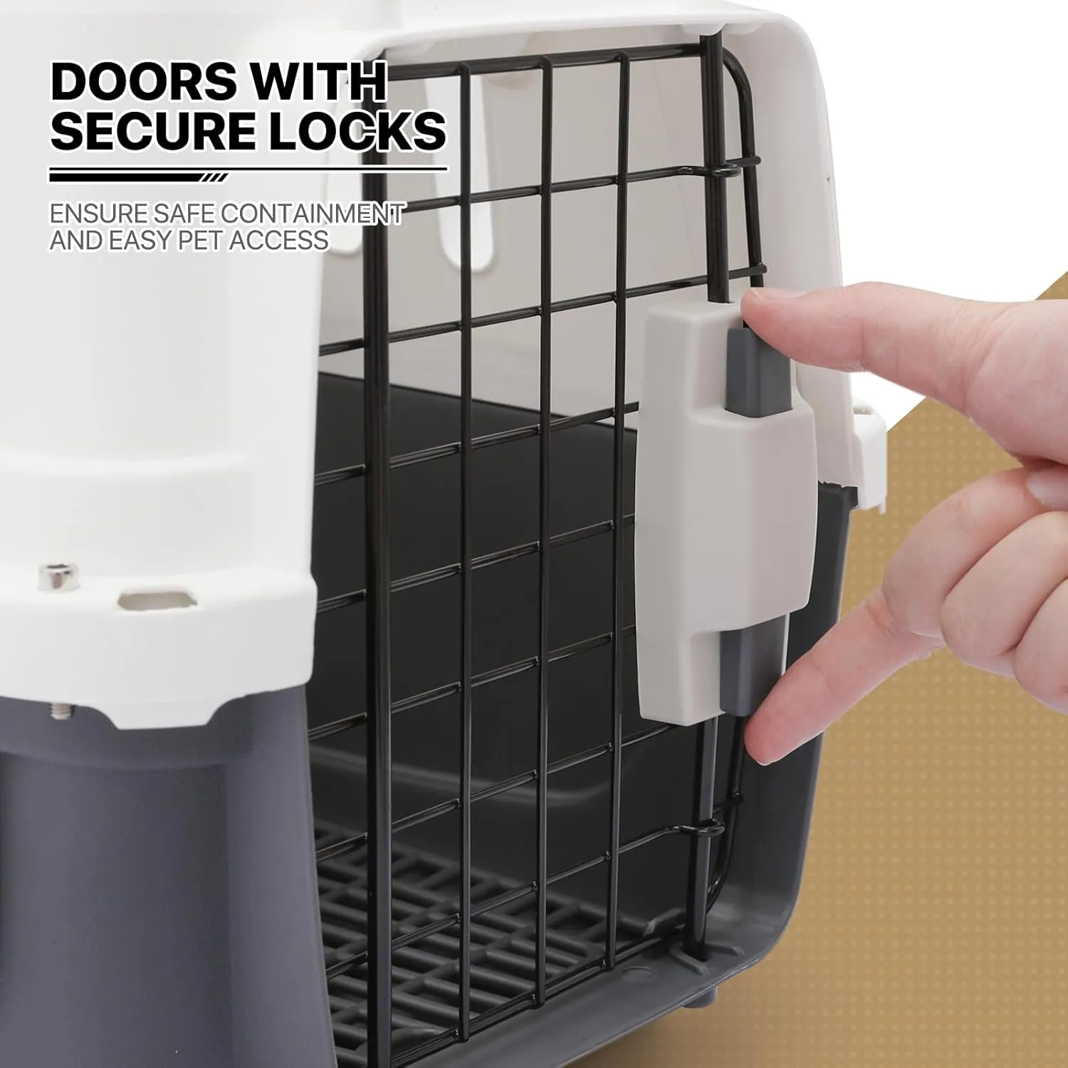 MoNiBloom 18-Inch 2-Door Top Loading Cat Carrier, Plastic Dog Crate Hard-Sided Dog Travel Carrier for Small Dogs and Cats, Ventilation and Security Lock Design for Pets up to 10 lbs (Grey)