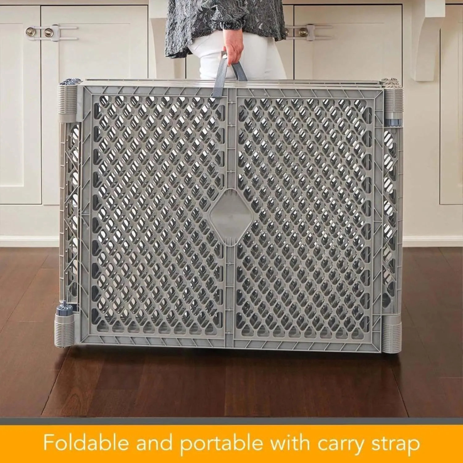 North States MyPet Petyard: 5.5 Ft. Wide Customizable Folding Dog Playpen Indoor/Outdoor. Made in USA. 6-Panel Puppy Playpen. Freestanding Play Pen Dog Gate 26" Tall, Fieldstone