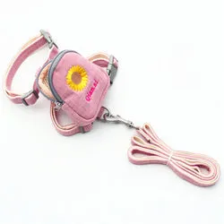 PAWS ASIA Suppliers Cute Embroidered Adjustable Pet Cat Dog Backpack Harness And Leash