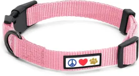 Pawtitas Adjustable Dog Collar - Heavy Duty, Waterproof with Quick-Release Buckle - Light Pink, Small Breed