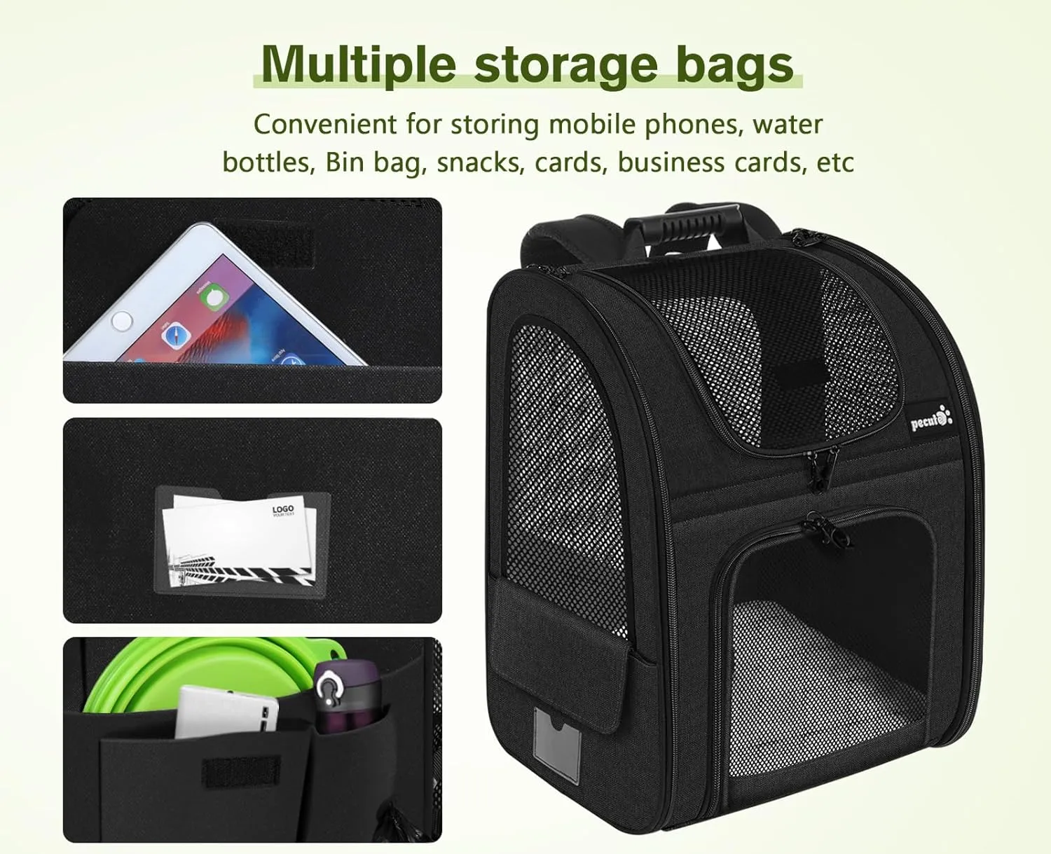 Pecute Cat Carrier Backpacks, Expandable Cat Backpack with Breathable Mesh, Pet Carrier Backpack for Cats Small Dogs Puppies Up to 18 Lbs, Dog Carrier Backpack Great for Travel Hiking Camping Outdoor