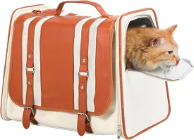 pet Carrier for cat Carrier Soft Faux Leather Kitten Carrier with Balancing Ventilation and Privacy,22 lbs max Load,Soft-Sided pet Carrier Cute cat Travel Bag Carrier for Small Dog
