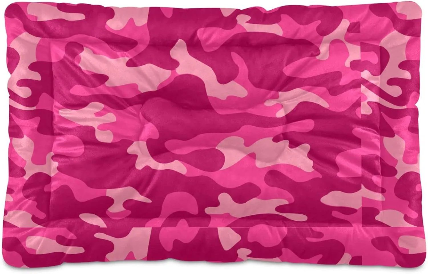 Pink Camo Dog Bed Cat Bed Soft Washable Pet Crate Mat Non Slip Comfortable Durable Dog Crate Bed for Indoor Small Medium Large Dogs Cats, 24 x 36 Inch