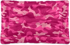 Pink Camo Dog Bed Cat Bed Soft Washable Pet Crate Mat Non Slip Comfortable Durable Dog Crate Bed for Indoor Small Medium Large Dogs Cats, 24 x 36 Inch