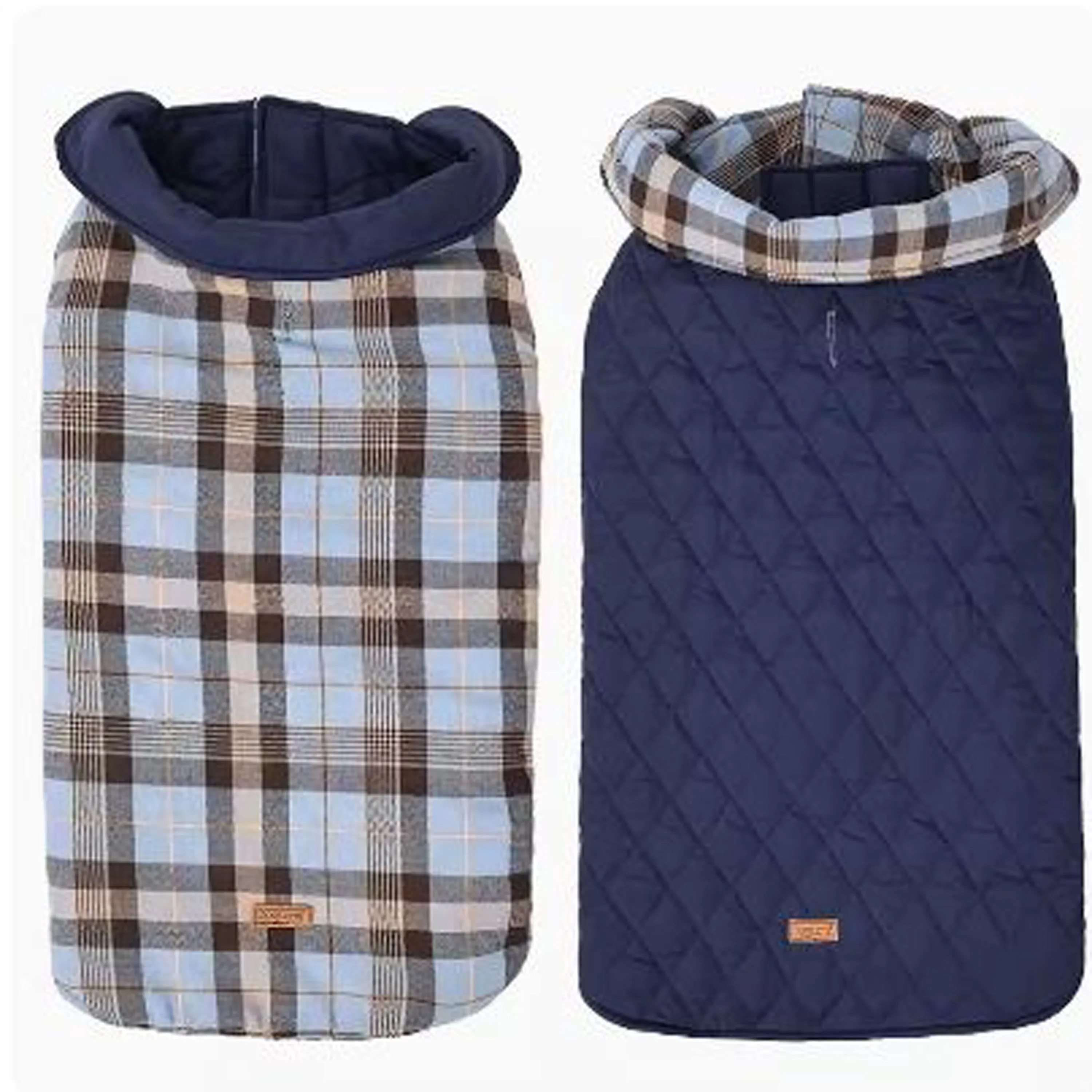 PlaidPup Warm and Stylish Frenchie Plaid Vest Double-Sided Winter Apparel