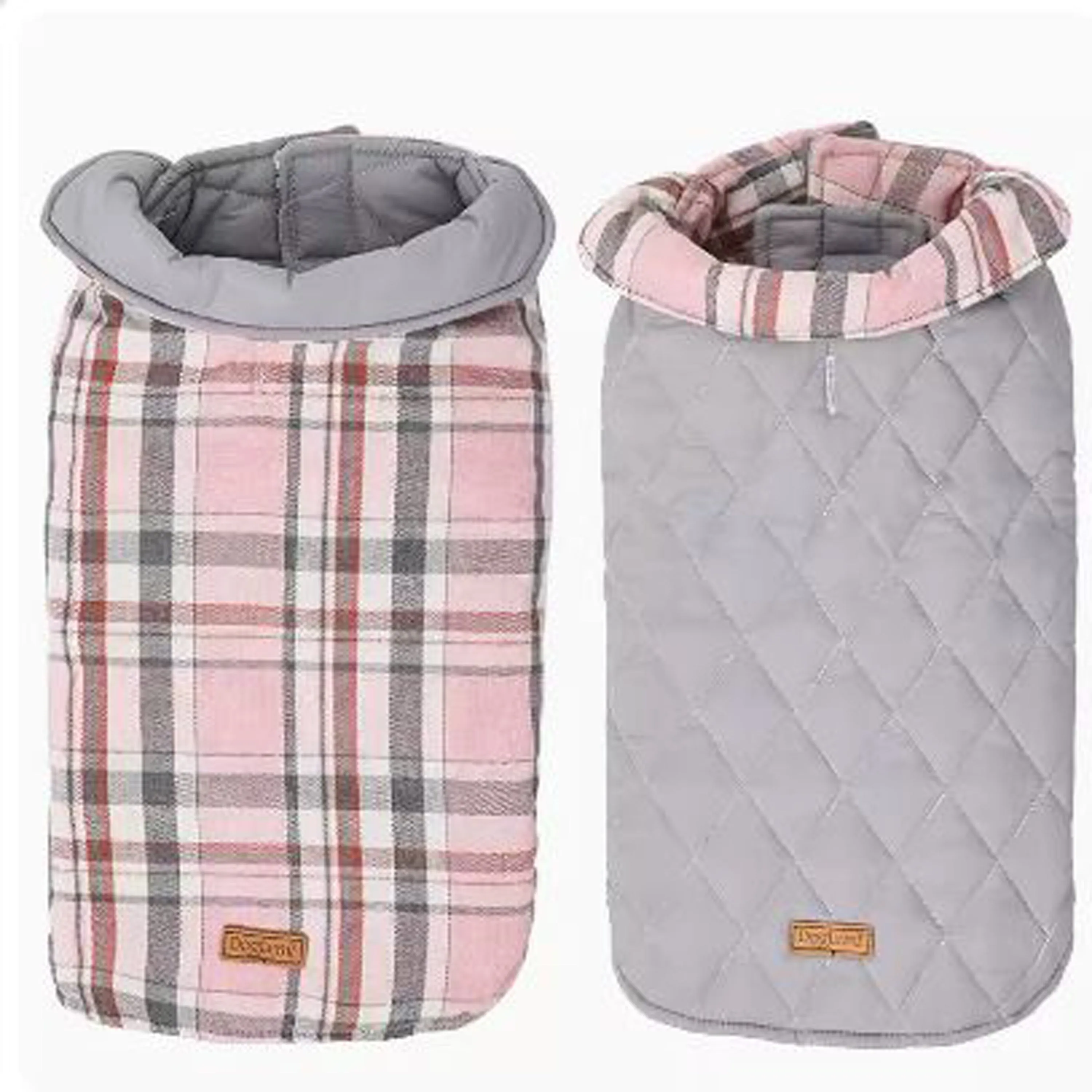 PlaidPup Warm and Stylish Frenchie Plaid Vest Double-Sided Winter Apparel