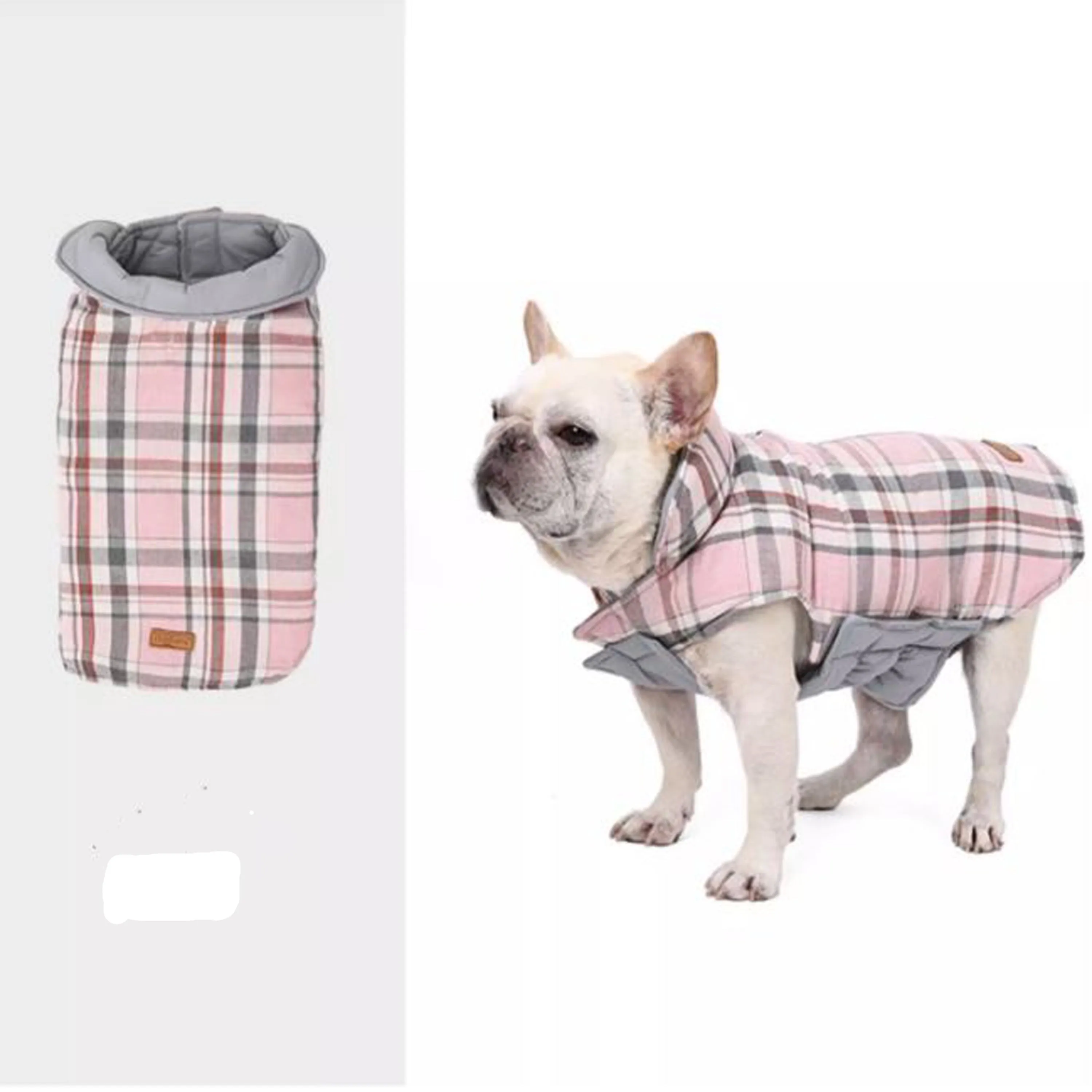 PlaidPup Warm and Stylish Frenchie Plaid Vest Double-Sided Winter Apparel