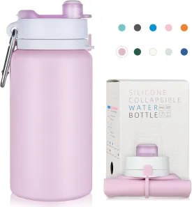 PLTCAT Collapsible Foldable BPA Free Reusable Lightweight Leak-Proof Travel Silicone Water Bottle for Travel, Gym, Hiking, Office, Camping