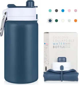 PLTCAT Collapsible Foldable BPA Free Reusable Lightweight Leak-Proof Travel Silicone Water Bottle for Travel, Gym, Hiking, Office, Camping