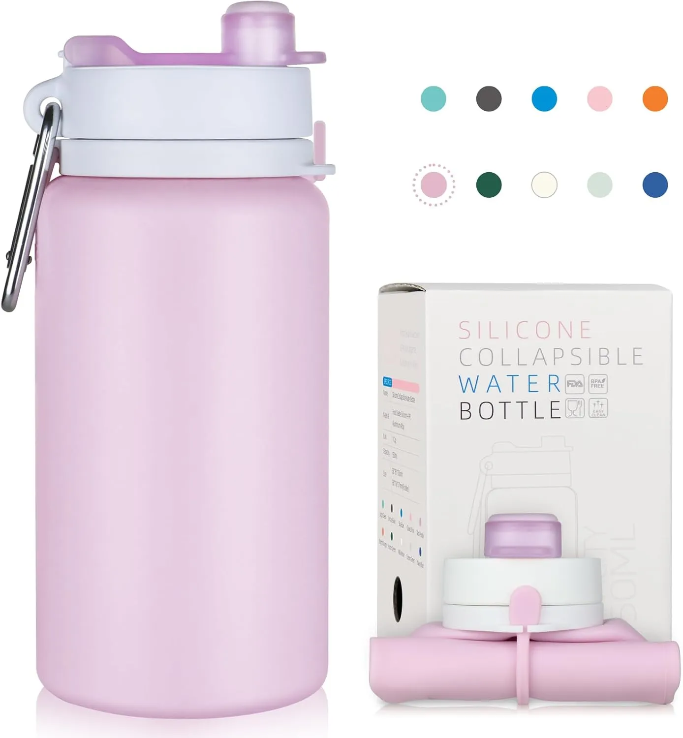 PLTCAT Collapsible Foldable BPA Free Reusable Lightweight Leak-Proof Travel Silicone Water Bottle for Travel, Gym, Hiking, Office, Camping
