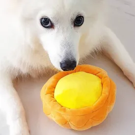 (Premium) Macau Egg Tart Squeaker Chew Toy for Pet Dogs