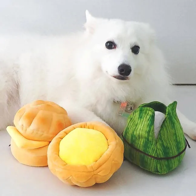 (Premium) Macau Egg Tart Squeaker Chew Toy for Pet Dogs