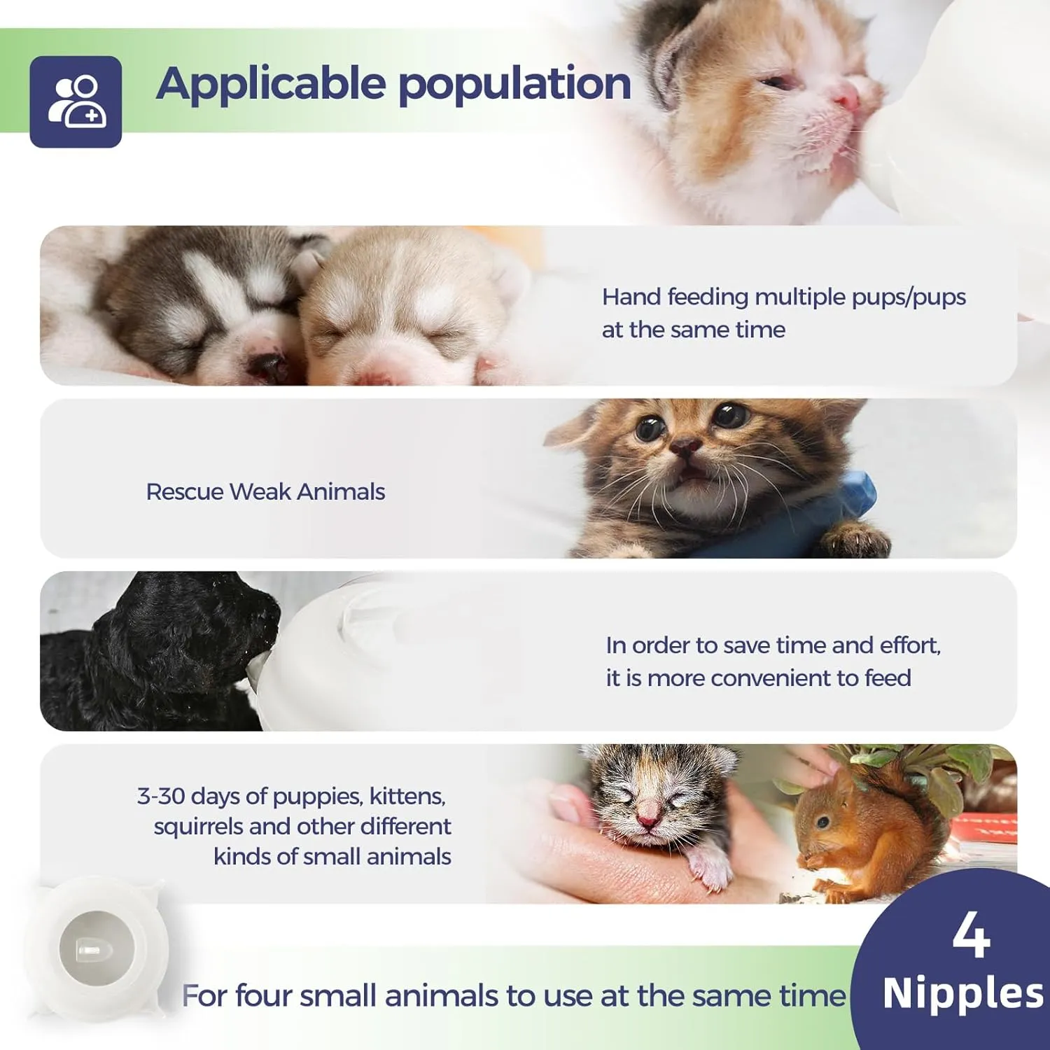 Puppy Feeders for Multiple Puppies, Miracle Nipple with 4 Nipples & Support Base  Perfect Replacement for Nursing Bottles, Puppy Feeder for Newborn Kittens & Puppies, 200ml Capacity(White)