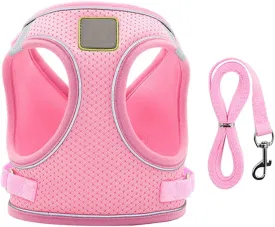 Puppy Harness and Leash Set, Escape Proof Dog Cat Vest Harness for Cats Small Medium Dogs, Adjustable Reflective Step in Harness,Soft Mesh Comfort Fit No Pull No Choke (Medium(13.7"-15.7"), Pink)