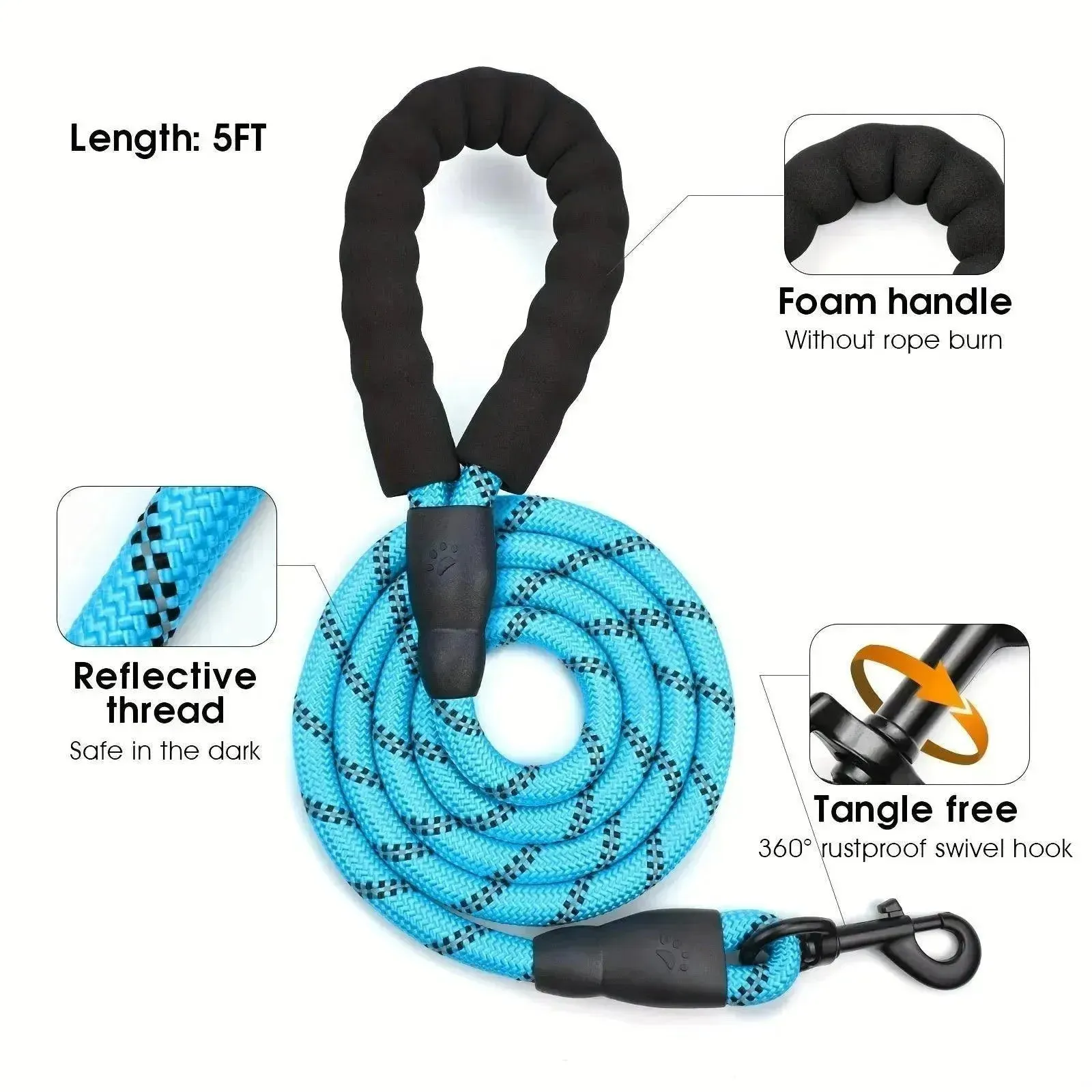 Reflective Escape-Proof Dog Harness - No Pull Vest with 5ft Leash