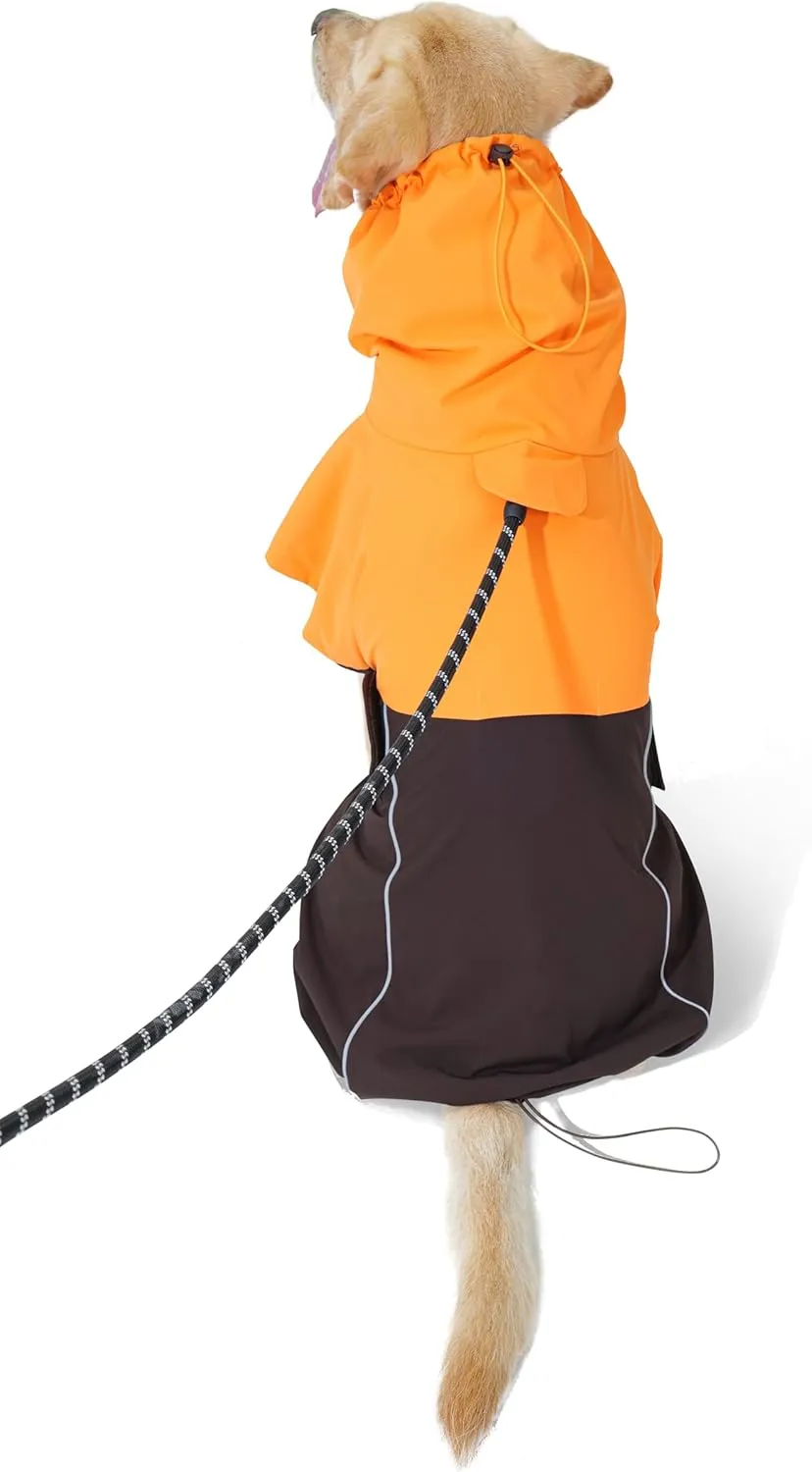 RS Dog Raincoat, All-Weather Jacket, Waterproof, Windproof & Lightweight, Teflon Fabric Protector (Bright Orange, Large)