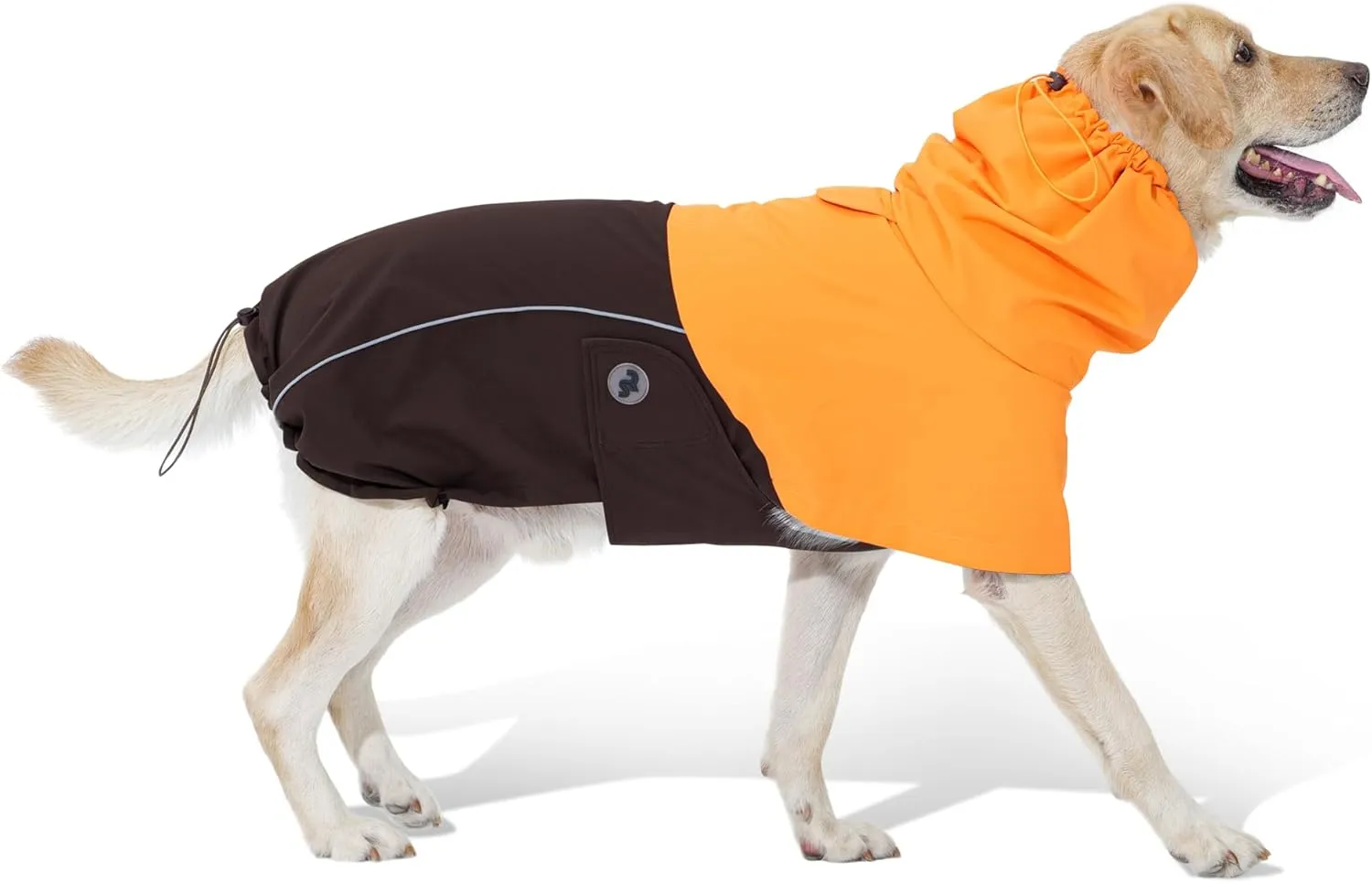 RS Dog Raincoat, All-Weather Jacket, Waterproof, Windproof & Lightweight, Teflon Fabric Protector (Bright Orange, Large)