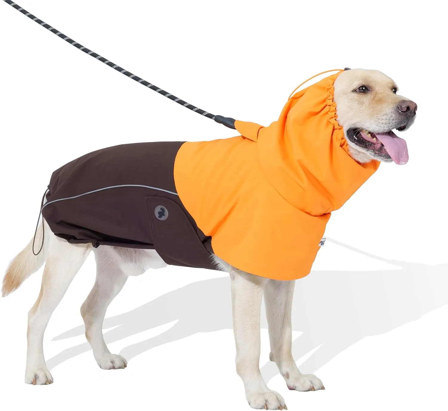 RS Dog Raincoat, All-Weather Jacket, Waterproof, Windproof & Lightweight, Teflon Fabric Protector (Bright Orange, Large)