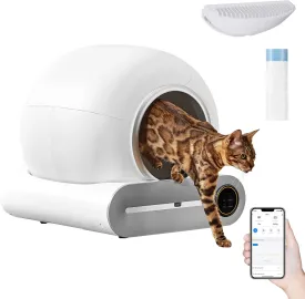 Self-Cleaning Cat Litter Box, Infrared Detector and Weight Sensor, Automatic Cat Litter Box with Odor Removal, 65L 9L Large Capacity, Litter Robot for Multiple Cats