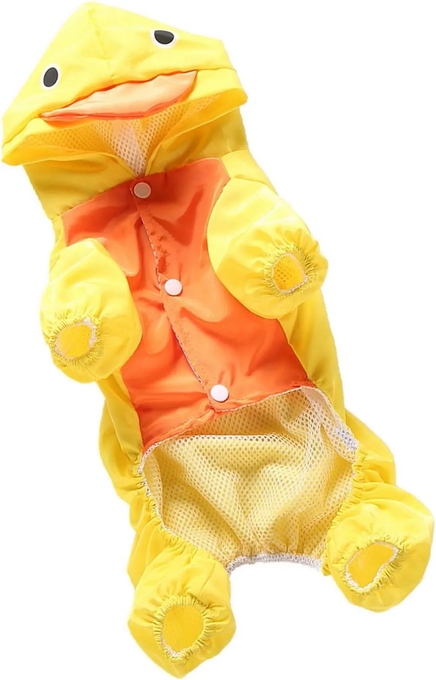 SELMAI Dog Raincoat with Hoodies Soft Mesh Elastic Band Four Legs Jumpsuit Outfits for Puppy Pet Cat Apparel Waterproof Rain Jacket Lightweight Outdoor Summer Rain Days Cold Weather Proof Yellow XS