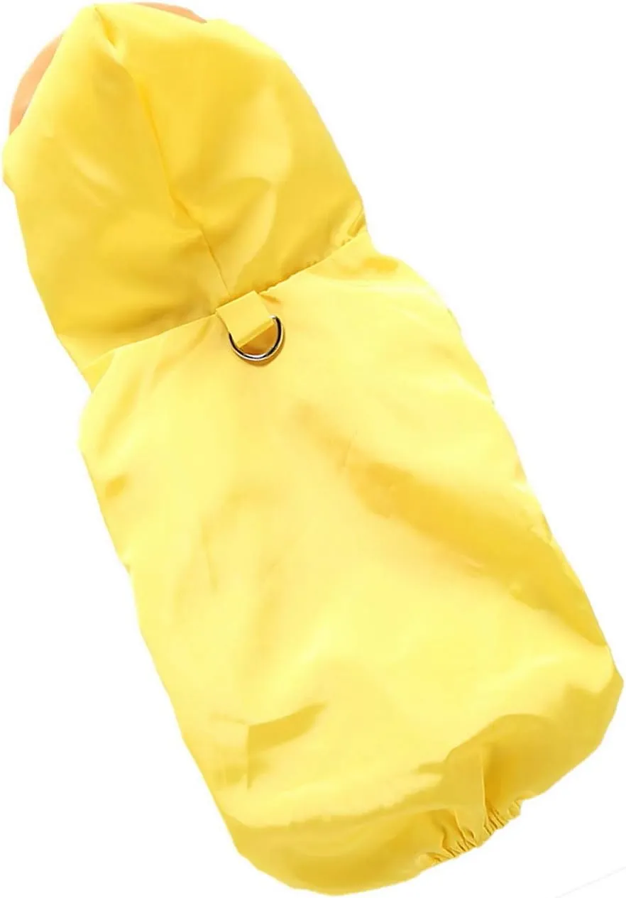 SELMAI Dog Raincoat with Hoodies Soft Mesh Elastic Band Four Legs Jumpsuit Outfits for Puppy Pet Cat Apparel Waterproof Rain Jacket Lightweight Outdoor Summer Rain Days Cold Weather Proof Yellow XS