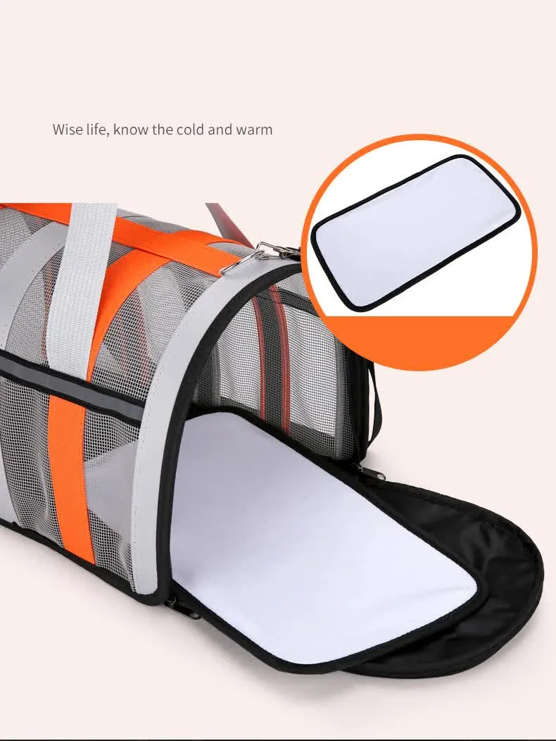 Size L Black Foldable Pet Carrier Bag - Lightweight, Breathable, and Spacious for All Seasons