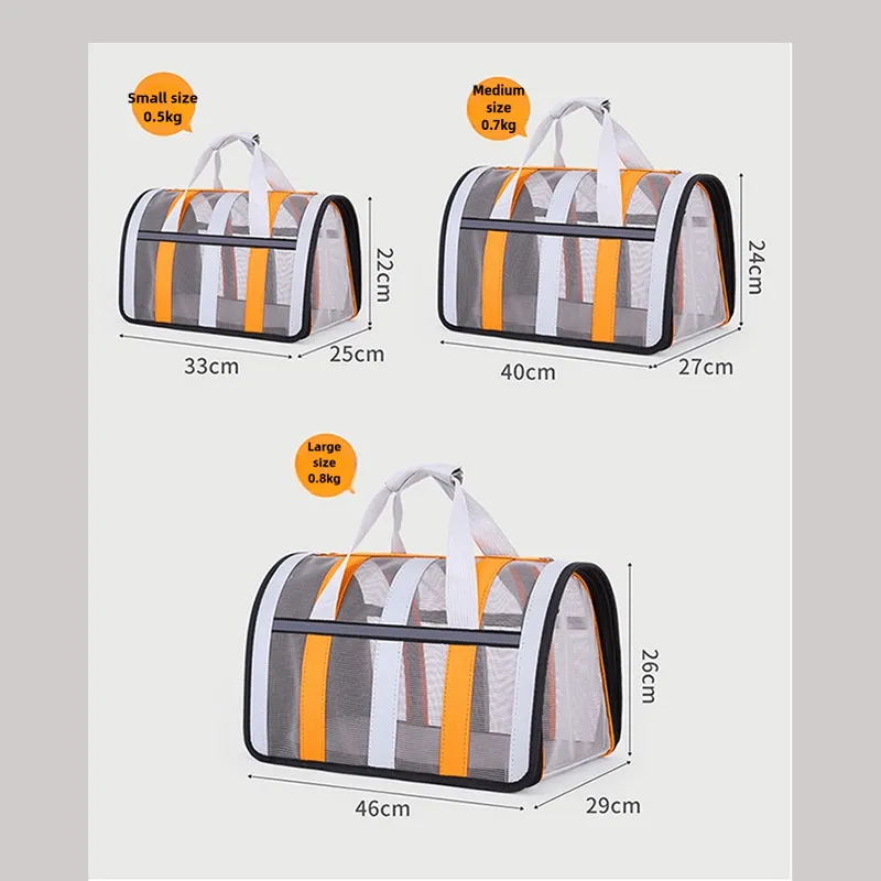 Size L Black Foldable Pet Carrier Bag - Lightweight, Breathable, and Spacious for All Seasons