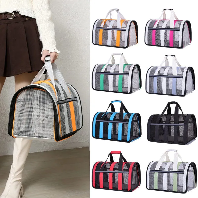 Size L Black Foldable Pet Carrier Bag - Lightweight, Breathable, and Spacious for All Seasons