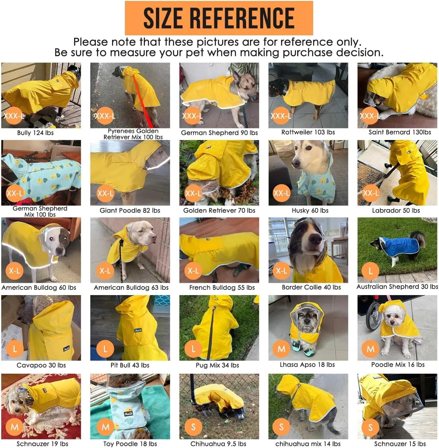 SlowTon Dog Raincoat, Adjustable Dog Rain Jacket Clear Hooded Double Layer, Waterproof Poncho with Reflective Strip Straps and Storage Pocket for Small Medium Large Dogs Puppies(OR XL)