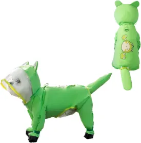 Small Dog Raincoat, Tail Protect Feet Cover Waterproof Dog Rain Jacket for Puppy (Frog, L)