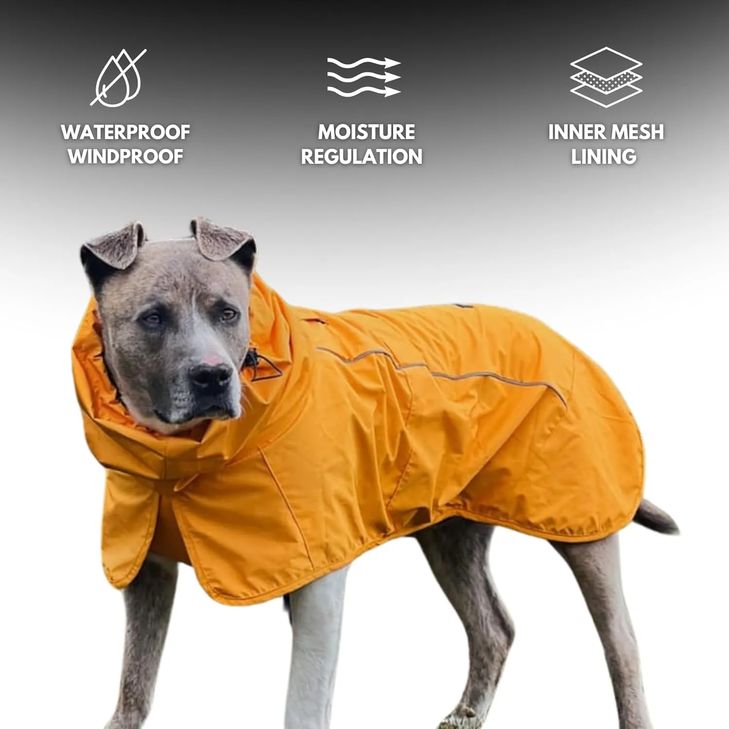 Spark Paws Dog Raincoat, Waterproof Windproof Rain Jacket, for Small Medium Large Extra Large Dogs, Reflective Breathable Full-Body Coverage Dry Suit - Mustard Yellow - 3XL