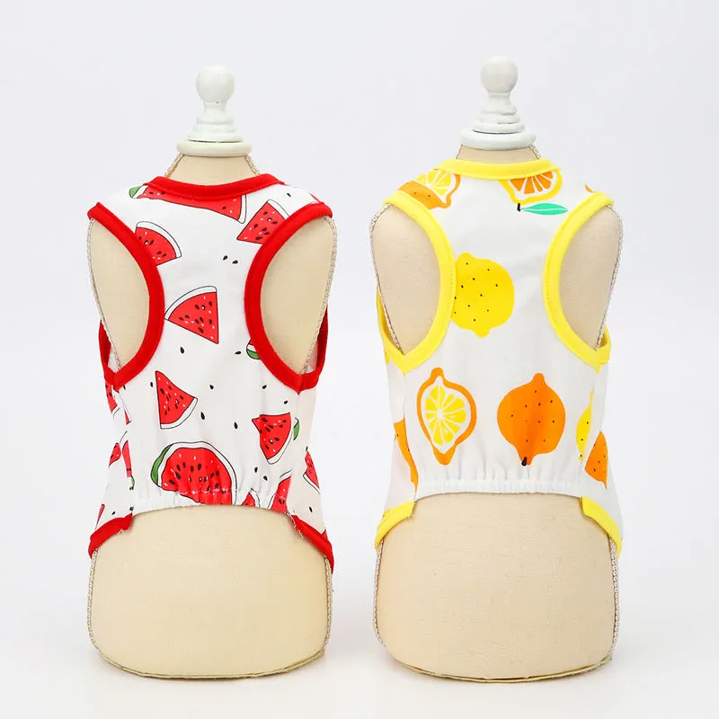 Summer cute fruit vest pet clothing for dogs and cats