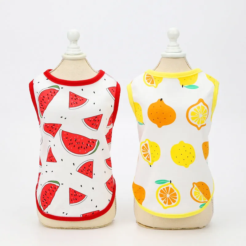 Summer cute fruit vest pet clothing for dogs and cats