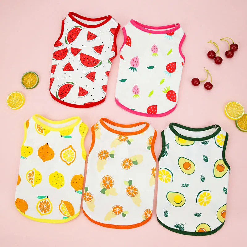 Summer cute fruit vest pet clothing for dogs and cats